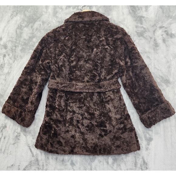 Vintage 70s Sumera Co. Maggu Faux Fur Kimono Jacket Size 9 M Brown Sash Belted - Picture 3 of 8